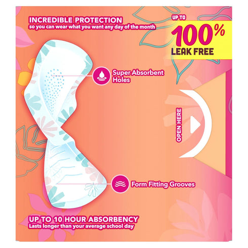 Always Radiant Teen Pads, Regular Size 1, Unscented, with Wings, 14 Count