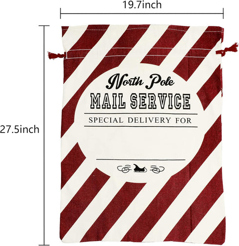 LessMo Christmas Santa Sack, Large Canvas Gift Bag with Drawstring, Reusable Personalized for Xmas Storage