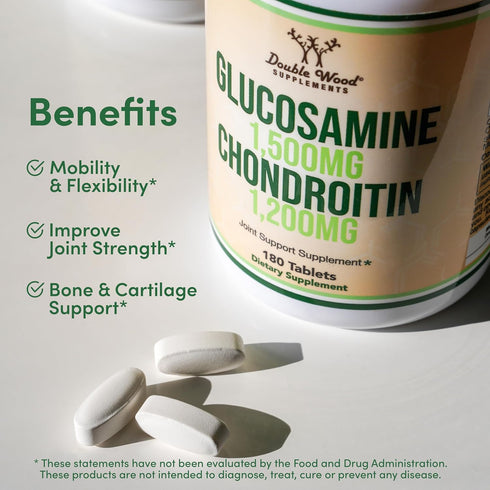 Glucosamine Chondroitin Triple Strength Joint Support Supplement, 180 Tablets, Gluten Free, Non-GMO