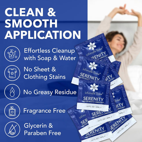 Pack 20 Water-Based Lubricant Travel Single-Use Sachets, Long-Lasting Personal Lube for Men Women Couples