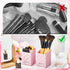 2 Pcs Crystal Bling Makeup Brush Holder, PU Leather Waterproof Glitter Cup for Women Girls Travel Organizer (Pink)