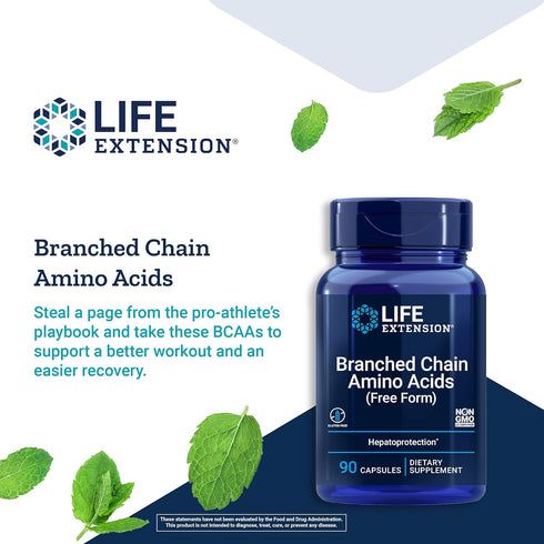 Life Extension Branched Chain Amino Acids, BCAA Supplement for Muscle Recovery, 90 Capsules