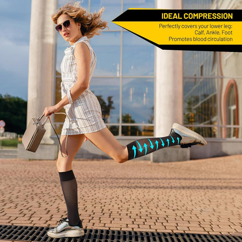 invera Sheer Compression Stockings for Women, Women's Travel Compression Socks, Knee High Support Hose for Flying