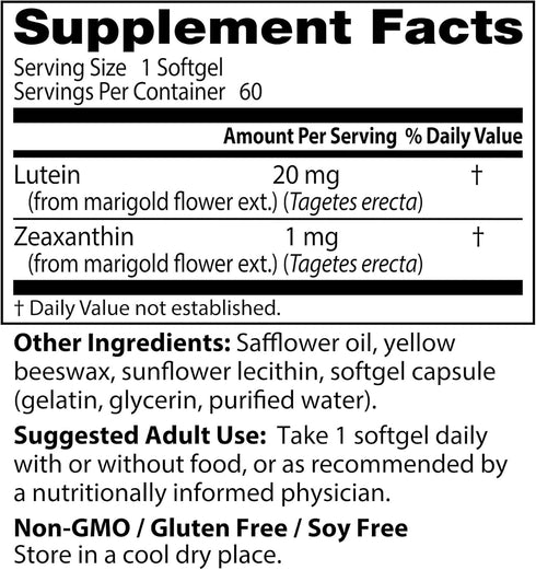 Doctor's Best Lutein, Vision Support, Gluten Free, 60 Softgels
