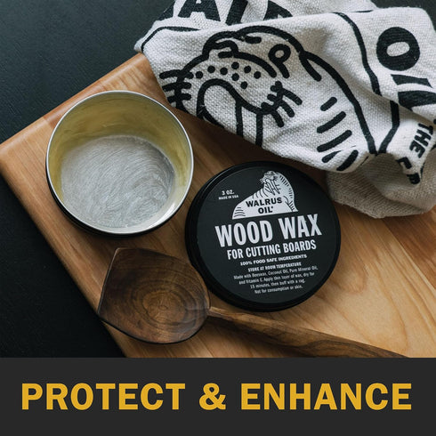 WALRUS OIL Wood Wax, 3 oz Can, FDA Food-Safe, Cutting Board Wax and Board Cream