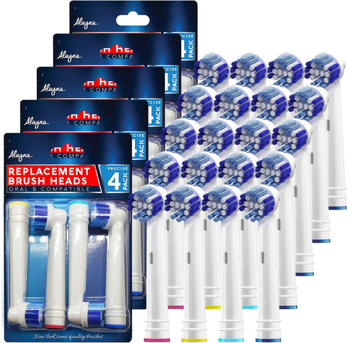 Replacement Brush Heads for OralB Braun, Pack of 20, Professional Electric Toothbrush Heads, Precision Refills for