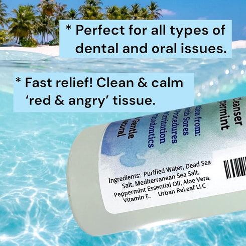 Urban ReLeaf Liquid Oral Wound Cleanser with Peppermint, Soothe Irritation, Speed Healing, Natural Sea Salt Soak for