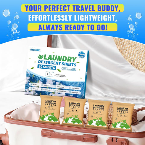 FIXSMITH Laundry Detergent Sheets, 160 Loads (80 Sheets), Fresh Linen Scent, Eco-Friendly, Ultra-Concentrated
