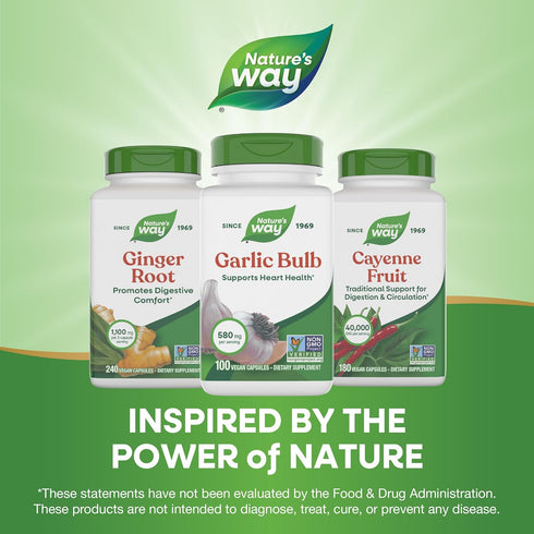 Nature's Way Bulb, 580 100 (Packaging Garlic Supports Heart Health*, Non-GMO Project Verified, mg per Serving, Vegan
