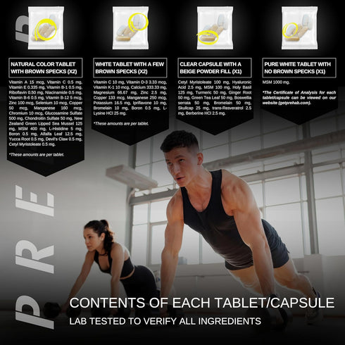 PREHAB Total Joint Support Supplement - 40 Ingredient Super Complex for Athletes, Glucosamine, Chondroitin