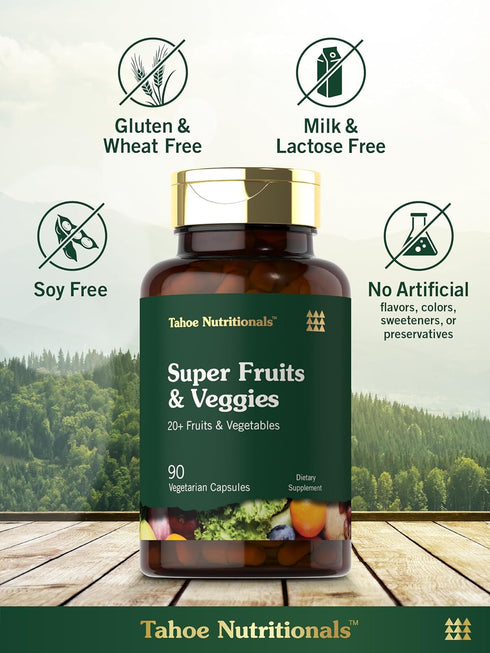Super Fruits and Veggies Capsules, 90 Count, Vegetarian, Non-GMO & Gluten Free