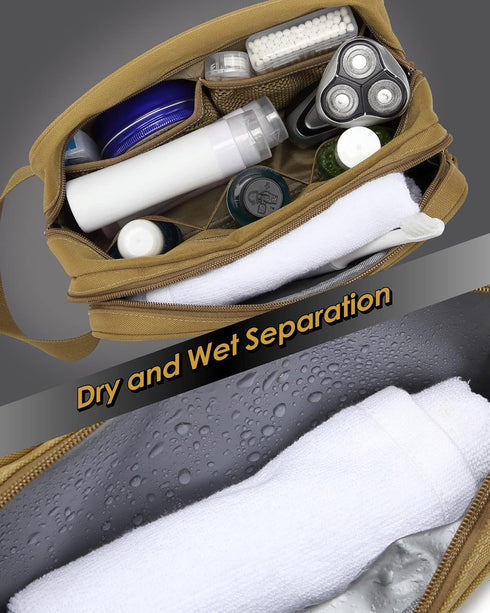 TACTICISM Toiletry Bag for Men, Dry Wet Separate Travel Bag, Tactical Molle Dopp Kit for Large Capacity Travel
