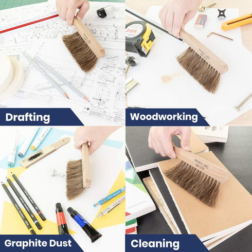 Professional Horse Hair Dust Foxtail Brush, 9 Inches for Work, Outdoor, and Furniture Cleaning