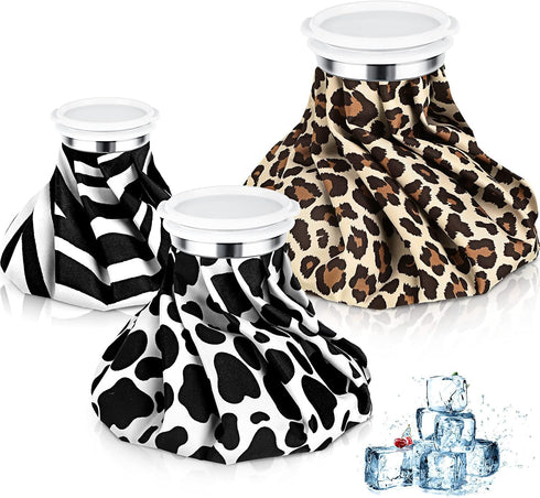 Reusable Ice Bags for Injuries - 3 Pieces Hot and Cold Ice Bags 6 Inch, 9 Inch, 10 Inch for Sports Pain Relief (Animal
