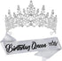 VELSCRUN Birthday Queen Tiara Crowns - Crystal Headband and Sash for Women Girls Birthday Party Decorations