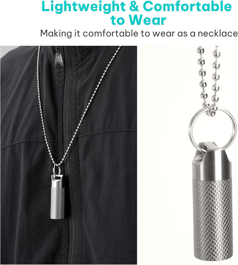100% Waterproof Titanium Pill Box Keychain - TSA Approved, Ultra Light and Compact with Extra Sealing Ring