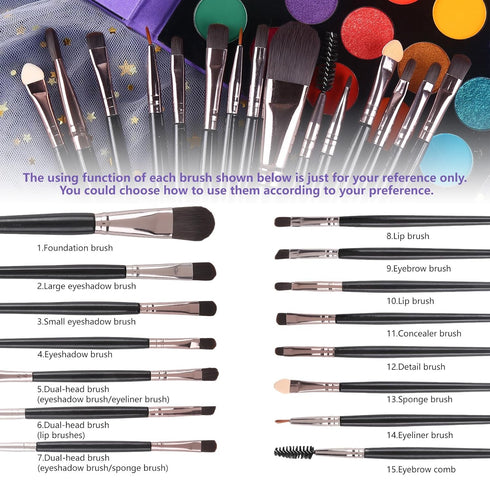UCANBE Eyeshadow Palette with 15Pcs Brushes Makeup Set, 86 Colors Pigmented Makeup Set for Valentine's Day Gift