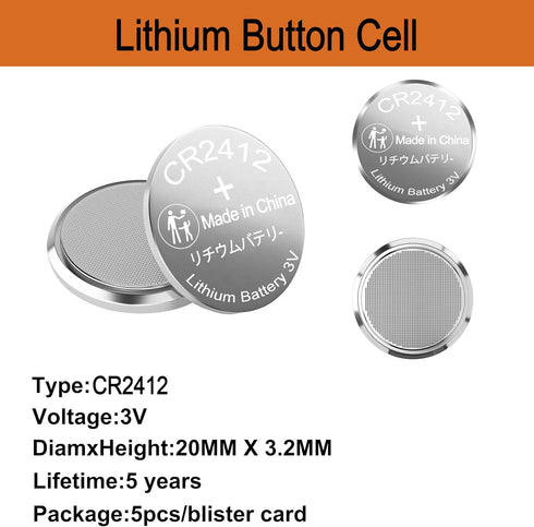 kunying CR2412 CR2412 3V 1 Pack Coin Cell Batteries, Lithium Battery for Car Key Fob Battery Smart Watch