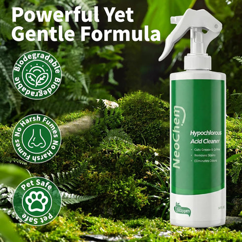 NeoChem 500ppm Hypochlorous Acid Spray For Cleaning, Hypochlorous Acid,Cuts Grease, Removes Stains, Eliminates Odors