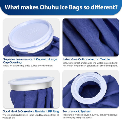 Ice Pack for Injuries Reusable - Ohuhu 3 Packs Ice Cold Packs with Wrap for Hot & Cold Therapy Pain Relief (3 Sizes,