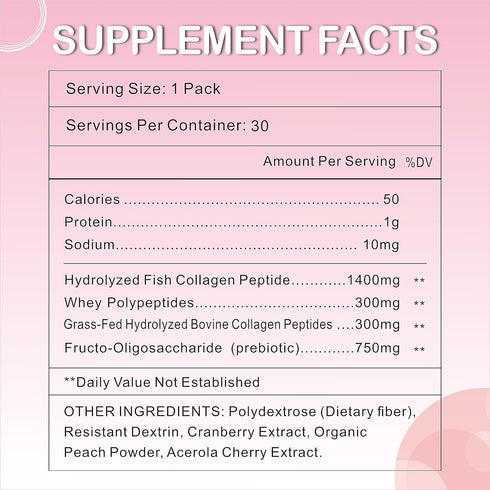 Collagen Peptides Powder - Naturally-Sourced Hydrolyzed Collagen Powder - Hair, Skin, Nail, and Joint Support - Type I, II, III, V, X Grass-Fed Collagen Supplements for Women and Men.