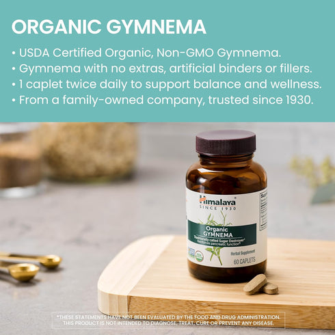 Himalaya Organic Gymnema Sylvestre Herbal Supplement, USDA Certified Organic, 700 mg, 60 Caplets