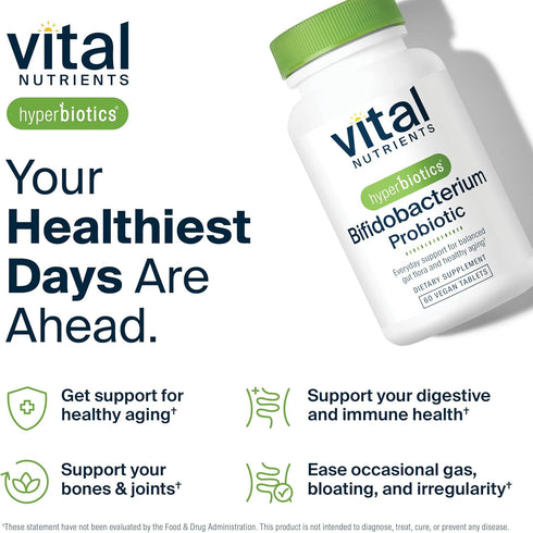 Hyperbiotics Vital Nutrients Bifidobacterium Probiotic | 7 Targeted Strains | 60 Tablets