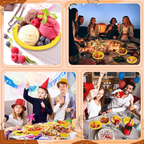 wlilupah 30 Pack 12 oz Yellow Disposable Plastic Bowls Dessert, Ice Cream, Salad, Soup Serving Cups for Party, Picnic