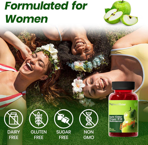 Gummies B12 Gummy 30 Gummies (30) Montue NEWELLME Apple Cider Vinegar Multivitamin,ACV Supplement Vitamins,Non GMO