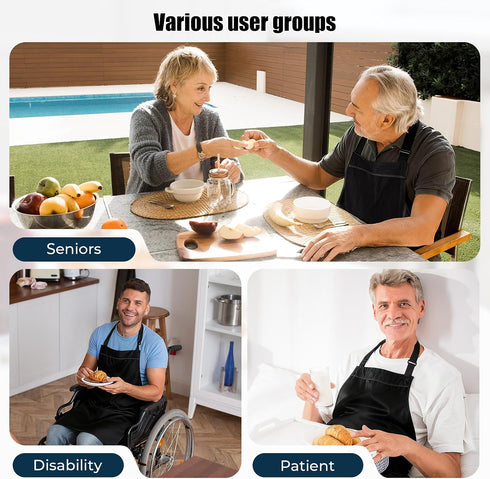 Noverlife Adjustable Adult Bib with Large Crumb Catcher Pocket, Reusable Eating Apron for Elderly Dining Clothing