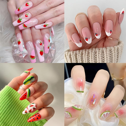 6 Sheets Fruit Nails Stickers, Summer Nails Art Stickers, 3D Self Adhesive Colorful Fruit Nail Decals for Women