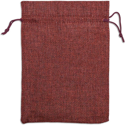 12-Pack Natural Burlap Gift Bags w. Drawstring (Maroon Red, Medium) for Party Favors, Presents or DIY Craft