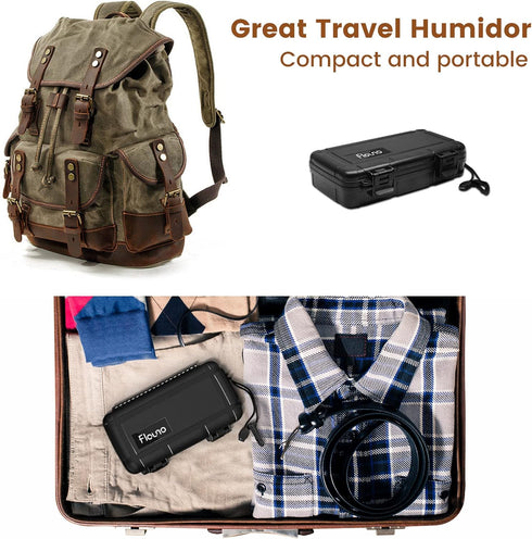 Flauno Travel Cigar Humidor Case, Portable Cigar Box with Humidifier Disc & Cigar Cutter, Waterproof and Crushproof