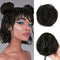 SOFEIYAN 2PCS Mini Claw Clip Hair Bun Extension, Synthetic Wig Accessory Updo Space Bun Hair Messy Cat Ears for Women,