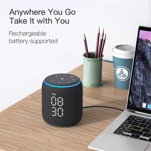 REACHER Sound Machine Alarm Clock for Kids, Portable Sound Machine for Sleep Friendly, Small Rechargable Bluetooth