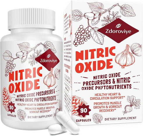 Nitric Oxide Supplement for Men, 90 Capsules (1 Bottle) | Nitric Oxide Precursor & Phytonutrients Complex