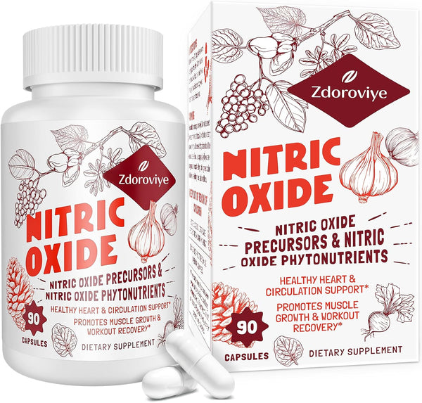 Nitric Oxide Supplement for Men, 90 Capsules (1 Bottle) | Nitric Oxide Precursor & Phytonutrients Complex