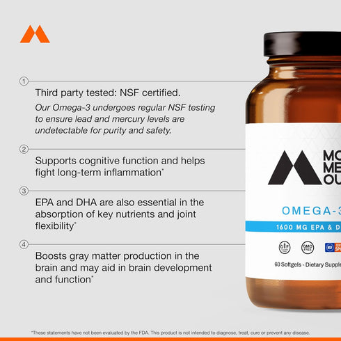 Momentous Omega 3 Fish Oil 1600mg - Daily Supplement for Women and Men with EPA & DHA, Supports Joint Health, 30