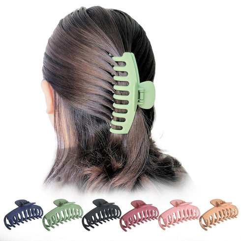 OWIIZI Hair Clip, 4.3" Matte Large Non-Slip Ponytail Jaw Barrette, Strong Hold Banana Claw Clips for Long Thick Hair