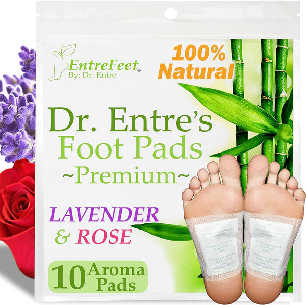 Dr. Entre's Premium Foot Pads for Stress Relief, Organic Lavender & Rose Foot Patches, 10 Pack