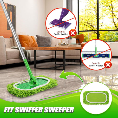 Set of 4 Reusable Microfiber Mop Pads, Compatible with Swiffer Sweeper, Washable Wet Mopping Cloth Refills