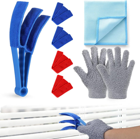 XANGNIER Window Blind Cleaner Duster Tool Set,Blind Cleaning Tools,Washable Multi-Surface Dusting Kit