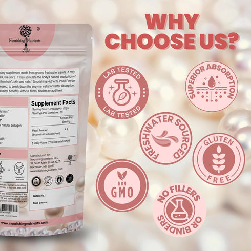 Pearl Powder Supplement for Skin Health - Anti-Aging, Antioxidant & Collagen Production, 60g