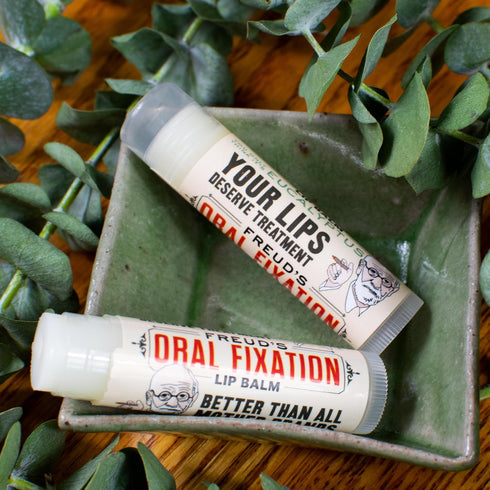 Sigmund Freud's Oral Fixation Lip Balm Tube, Eucalyptus Mint Flavored - Cruelty-Free, USA Made