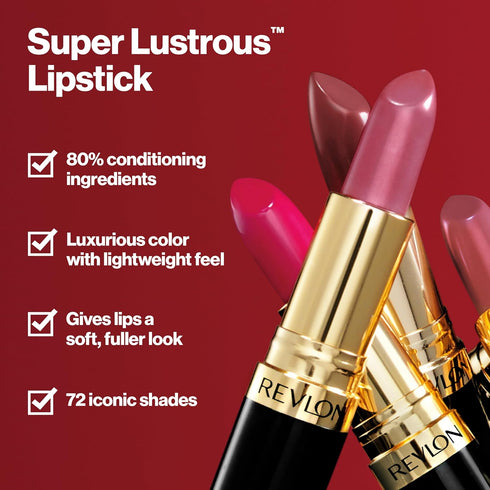 Revlon Super Lustrous Lipstick, Creamy Formula for Soft, Fuller-Looking Lips, 044 Bare Affair, 0.15 oz