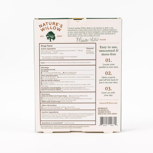 Nature’s Willow Fast-Acting Willow Balm Natural Pain Relief Patches, 1-Pack, 6 Patches for Muscle & Joint Pain