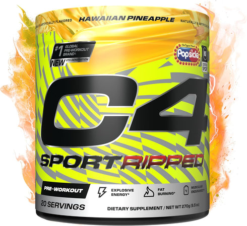 Cellucor C4 Ripped Sport Pre Workout Powder | Hawaiian Pineapple | 20 Servings | 200mg Caffeine