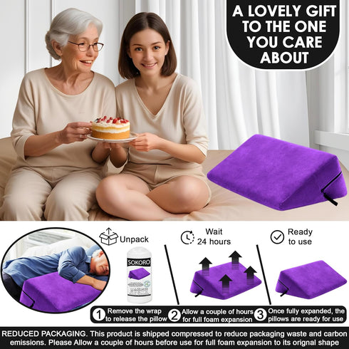 sokoro Bed Wedge Pillow for Sleeping, Triangle Pillow Wedge, Acid Reflux, Gerd, After Surgery, Back Support, Body