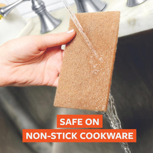Pack 3 Full Circle Neat Nut Walnut Scour Pads, of Dual-Sided Non-Scratch Dish Scrubbers Made with Plant-Based