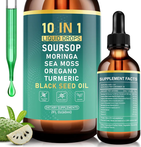 Royavita Soursop Bitters Liquid Drops, Bitter Herbs with Soursop Extract, Ashwagandha, Sea Moss